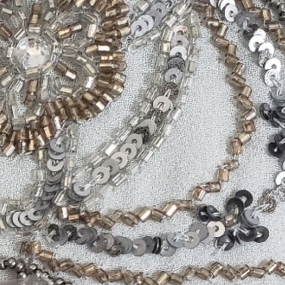 New BHLDN Mischa 12 | Lg Blue Grey Embellished Bodice Chiffon Maxi Gown - Picture 5 of 9